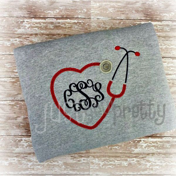 600x600 Monogram Heart Stethoscope Embroidery Applique Design - Stethoscope Painting