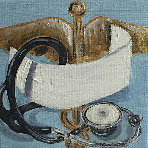 576x577 Nursing Cap, Stethoscope Painting By Melissa Torres - Stethoscope Painting