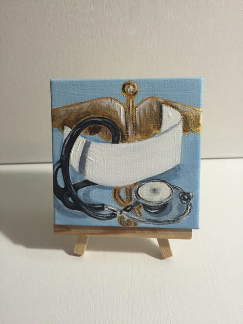498x664 Nursing Cap And Stethoscope - Stethoscope Painting