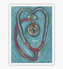 210x230 Stethoscope Painting Amp Mixed Media Stickers Redbubble - Stethoscope Painting