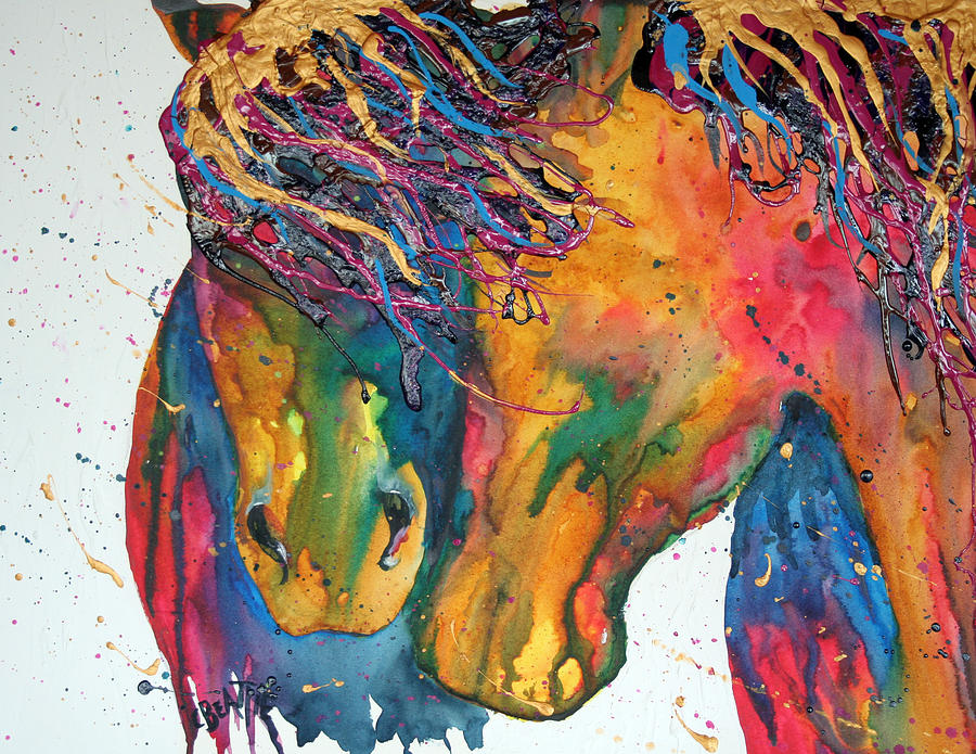 900x695 Horses In Love Painting By Connie Beattie - Steve Beattie Painting