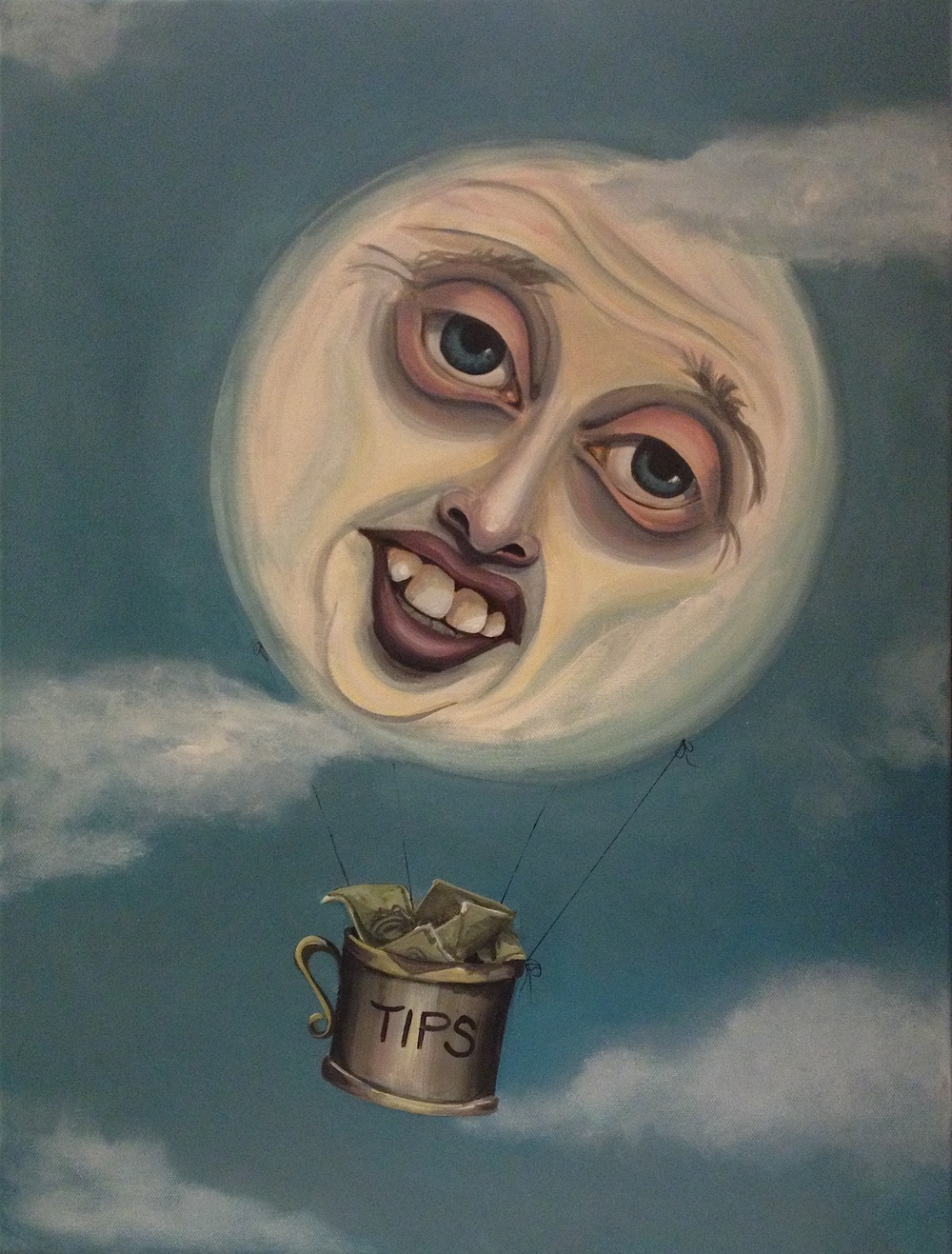 1000x1317 Steve Buscemi Flying Away With His Tips Nancy Zimmerman - Steve Buscemi Painting