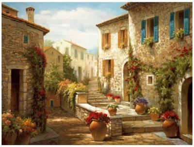 400x303 Hilltop Village Art Print By Steven Harvey - Steve Harvey Painting