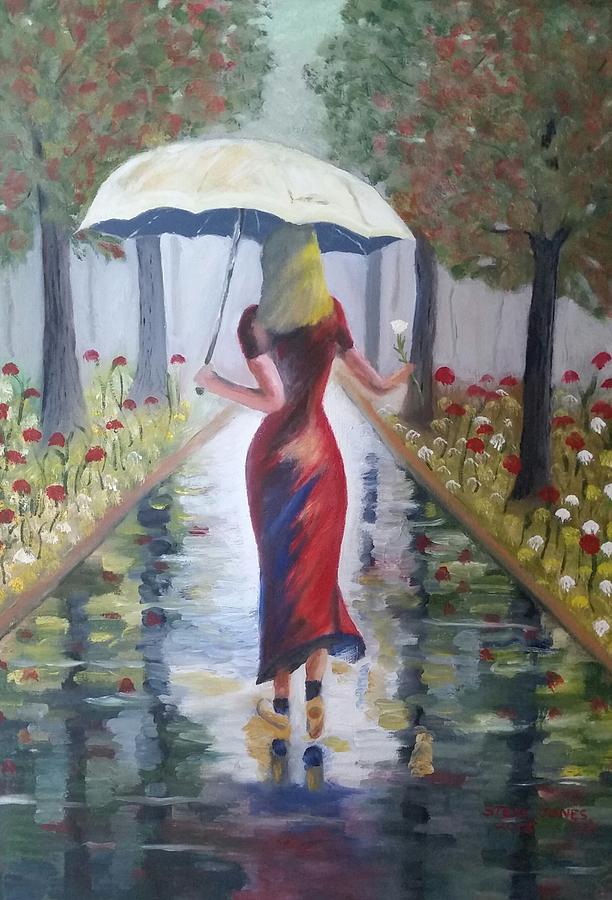 612x900 Lady In Red Painting By Steve Jones - Steve Jones Painting