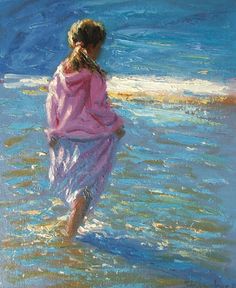 236x288 Girl In Evening Light Beach Scene Canvas Print Canvas Art By - Steve Jones Painting