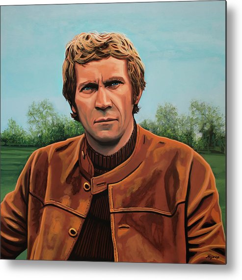 493x572 Steve Mcqueen Painting Metal Print By Paul Meijering - Steve Mcqueen Painting