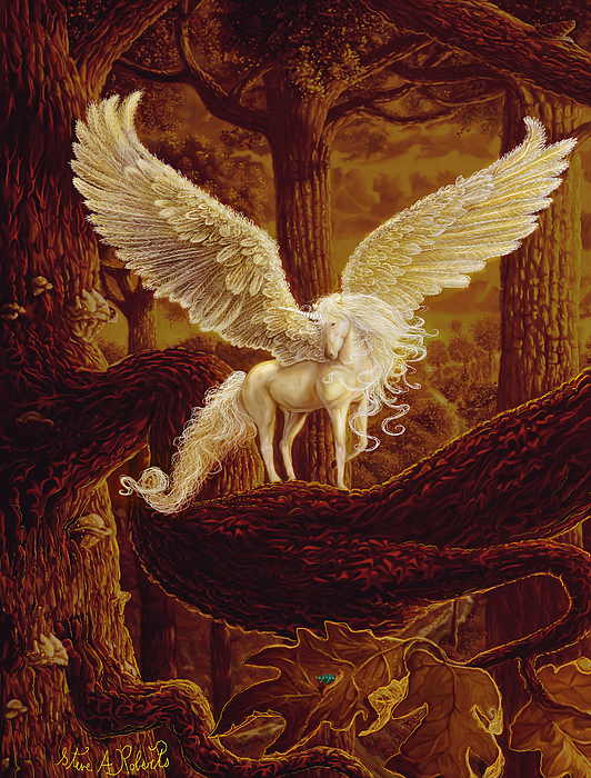 532x700 Pegasus Painting By Steve Roberts - Steve Roberts Painting