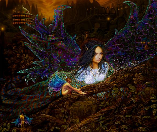 600x503 Queen Of Fairies Painting By Steve Roberts - Steve Roberts Painting