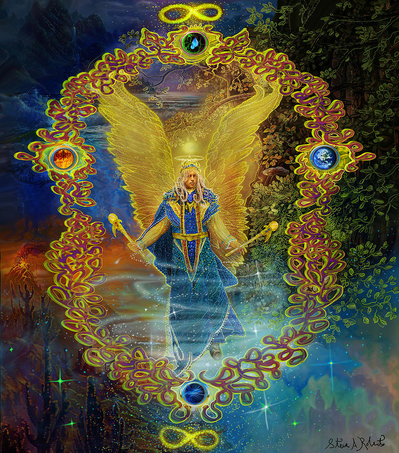 792x900 The Angel Michael Painting By Steve Roberts - Steve Roberts Painting