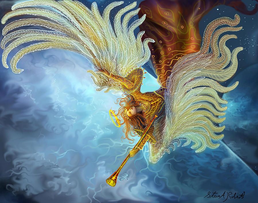 900x708 Archangel Gabriel Painting By Steve Roberts - Steve Roberts Painting