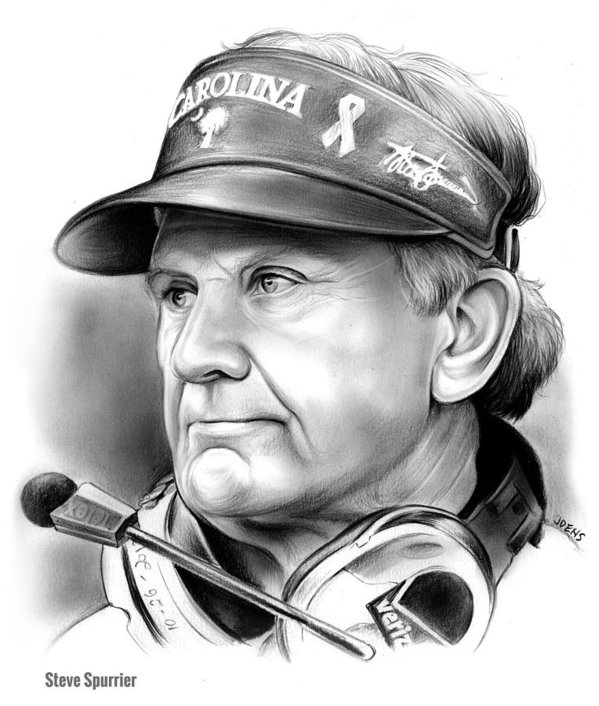 599x706 South Carolina Gamecocks Art Fine Art America - Steve Spurrier Painting