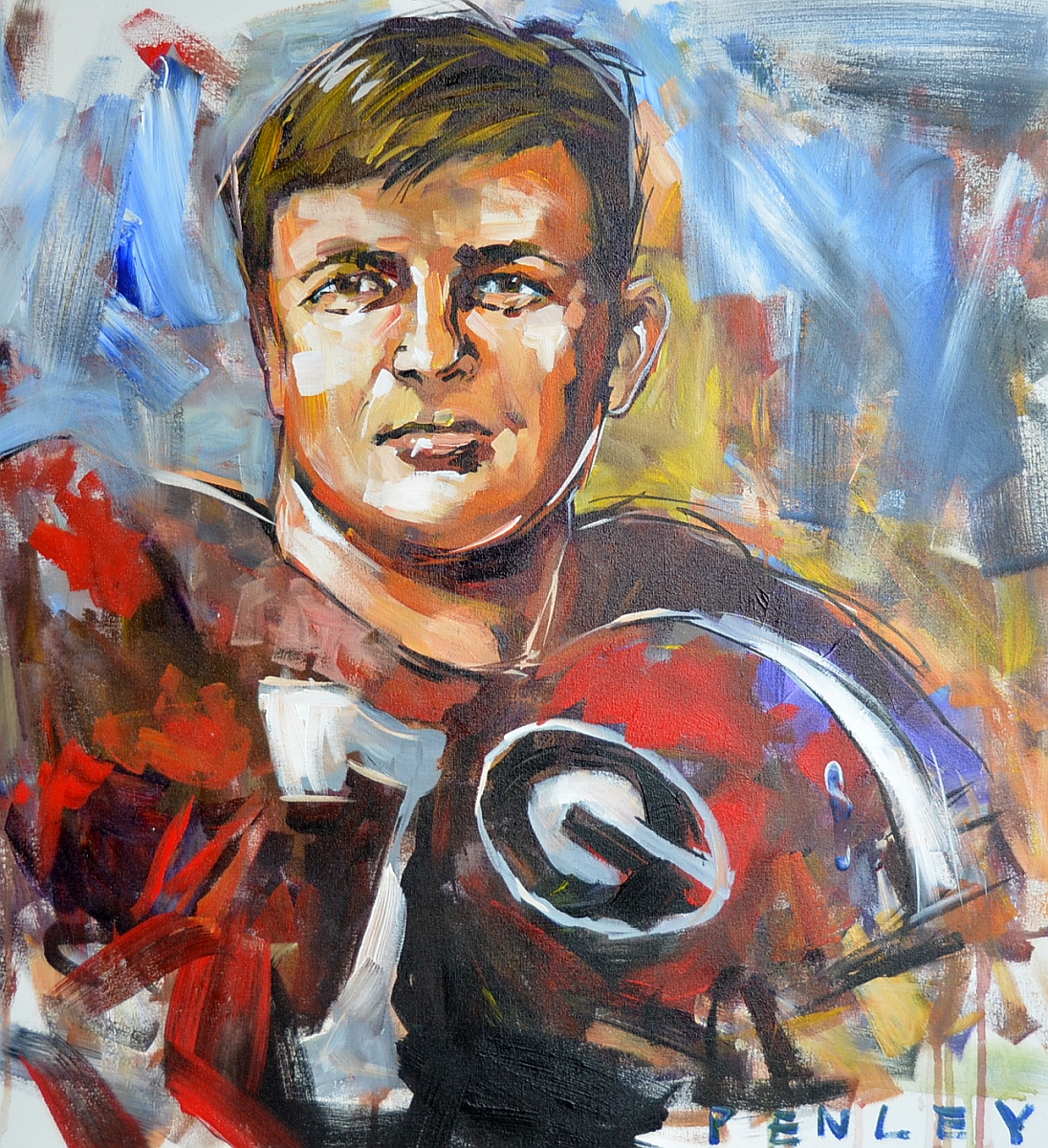1096x1200 Dominant Defender, Bill Stanfill, Takes His Place Amongst Other - Steve Spurrier Painting