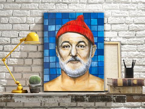 480x360 Canvas Print Of Steve Zissou From The Life Aquatic Played By Bill - Steve Zissou Painting