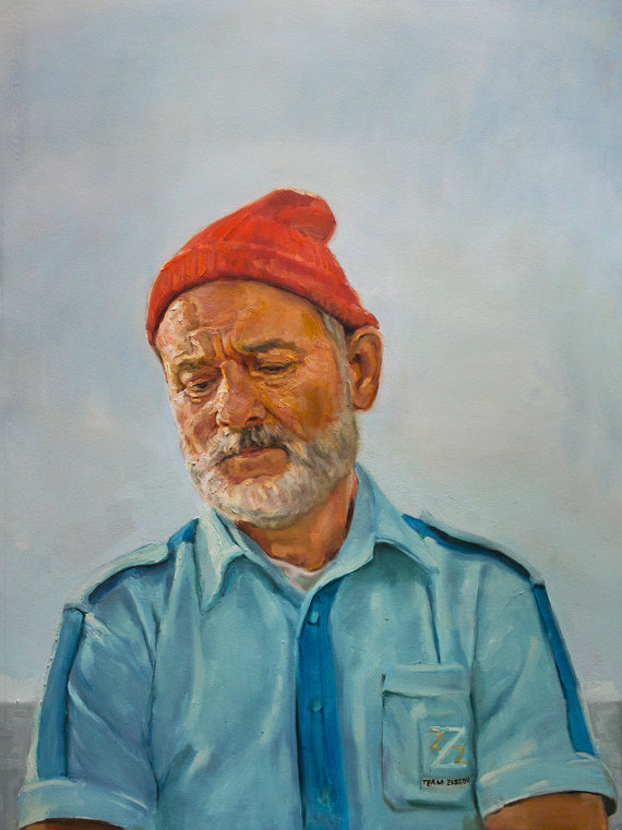 570x761 Steve Zissou Fine Art Print From Oil Painting The Life - Steve Zissou Painting