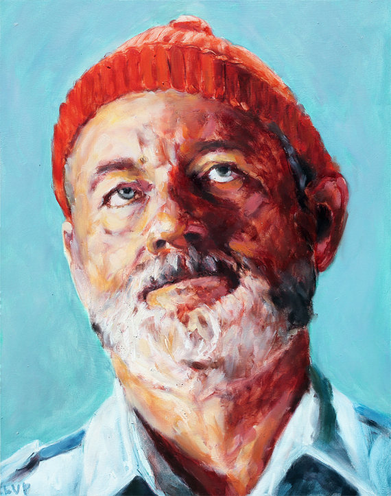 570x723 Steve Zissou Fine Art Print From Original Painting - Steve Zissou Painting