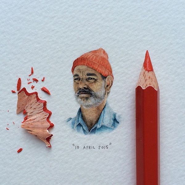 600x600 This Miniature Portrait Of Bill Murray As Steve Zissou - Steve Zissou Painting