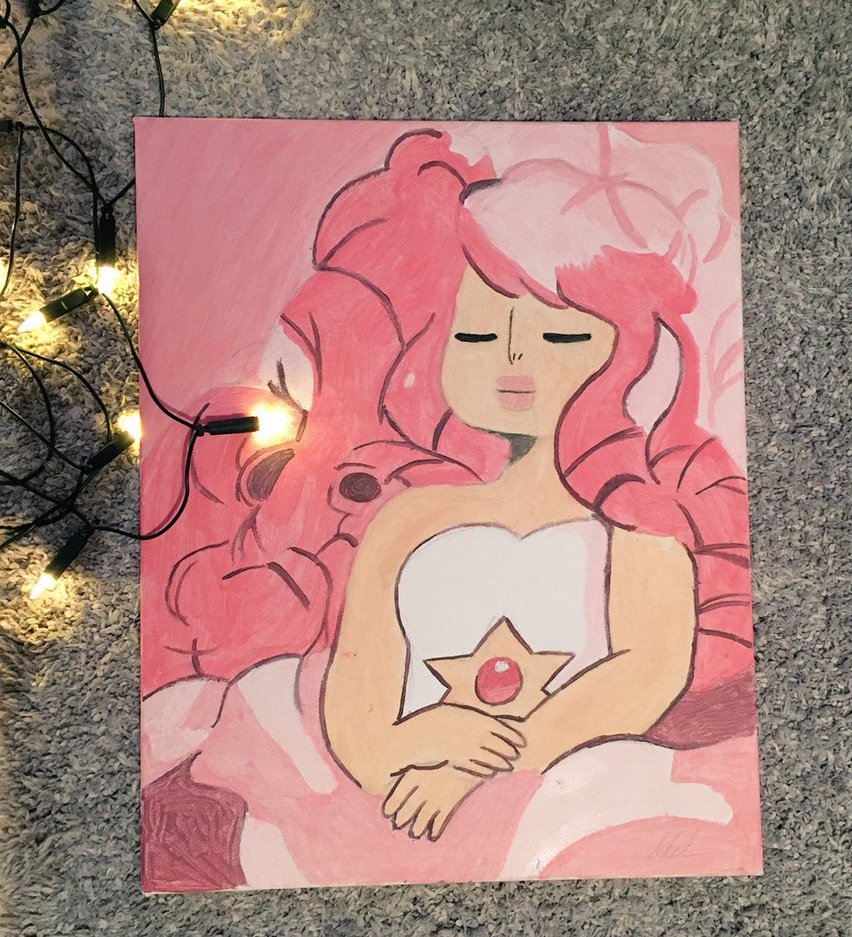 852x937 Rose Quartz Painting Steven Universe By Melenari - Steven Universe Painting