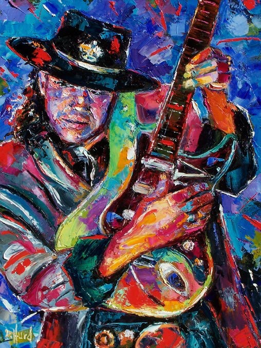 508x677 Stevie Ray Vaughan Art Painting Guitar By Debra Hurd By Artist - Stevie Ray Vaughan Painting