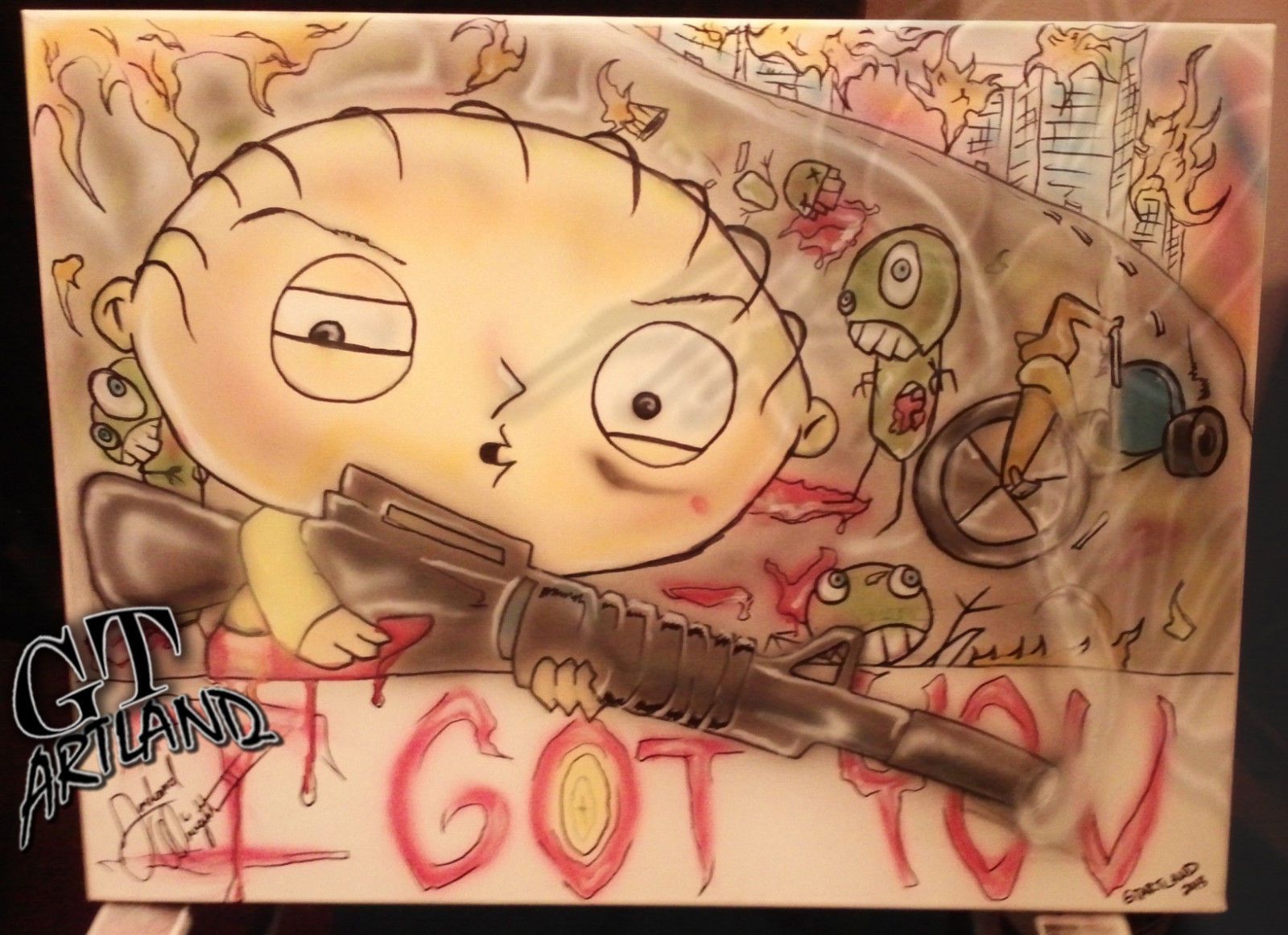 1600x1161 Professional Stewie Griffin Airbrush Painting 18 X 24 Inch - Stewie Griffin Painting