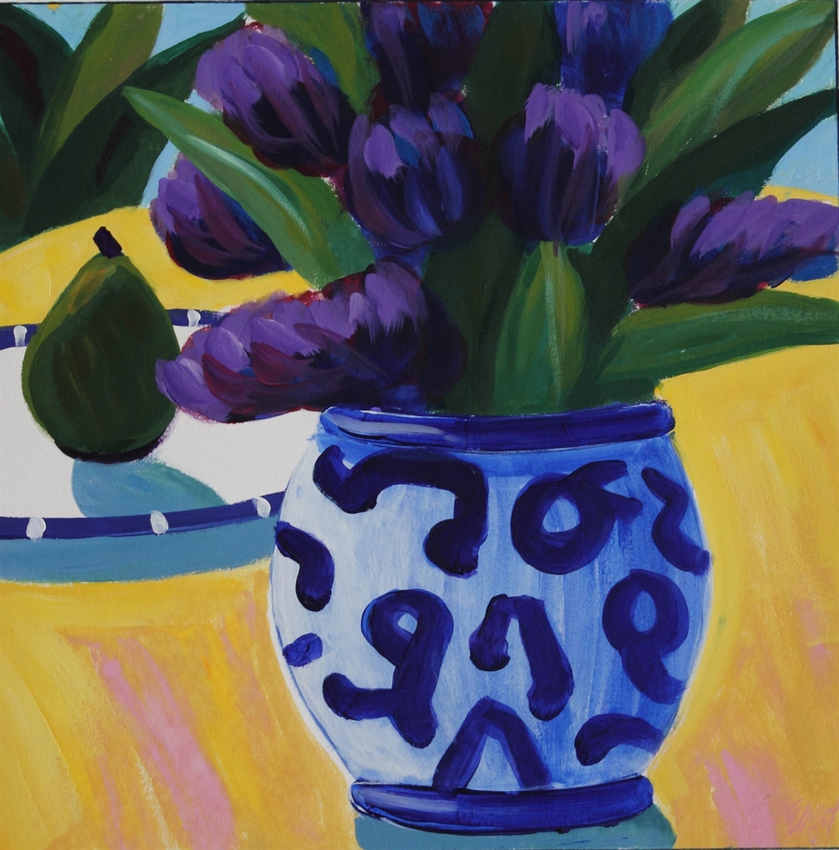 1185x1200 Matisse Inspired Contemporary Original Acrylic Still Life - Still Life Painting Images