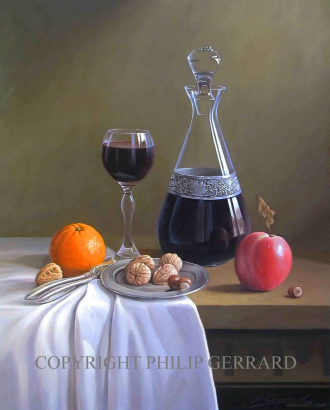 660x819 Wine Fruit Nuts Still Life Painting By Philip Gerrard 3 - Still Painting