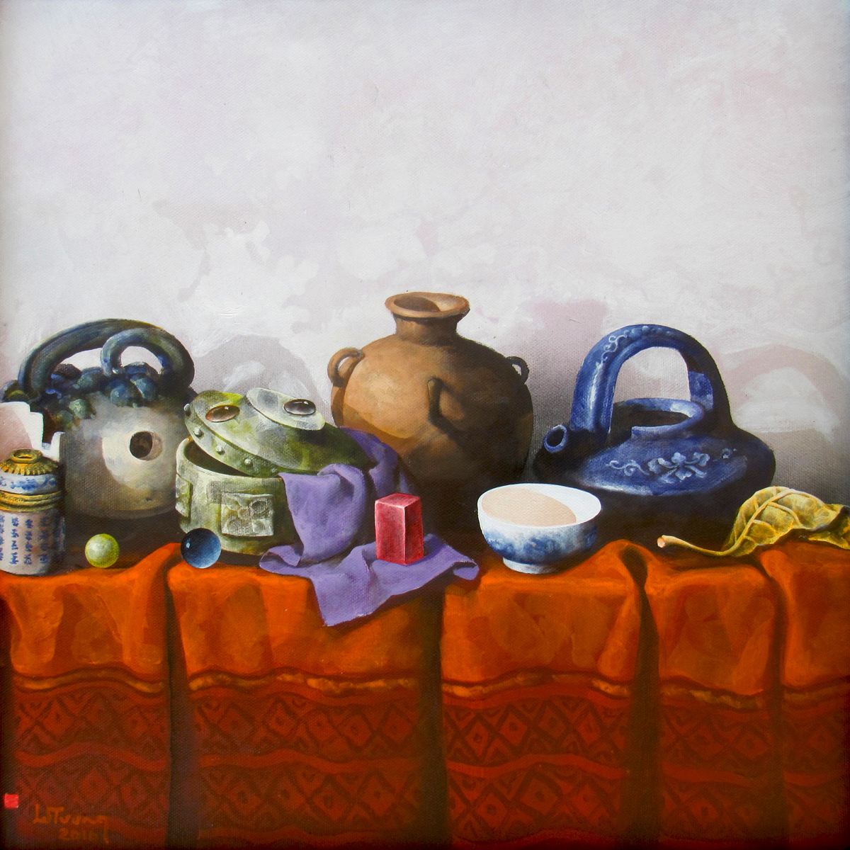 1200x1200 Le Tuong Asian Art Still Life With Antique Pots - Still Painting