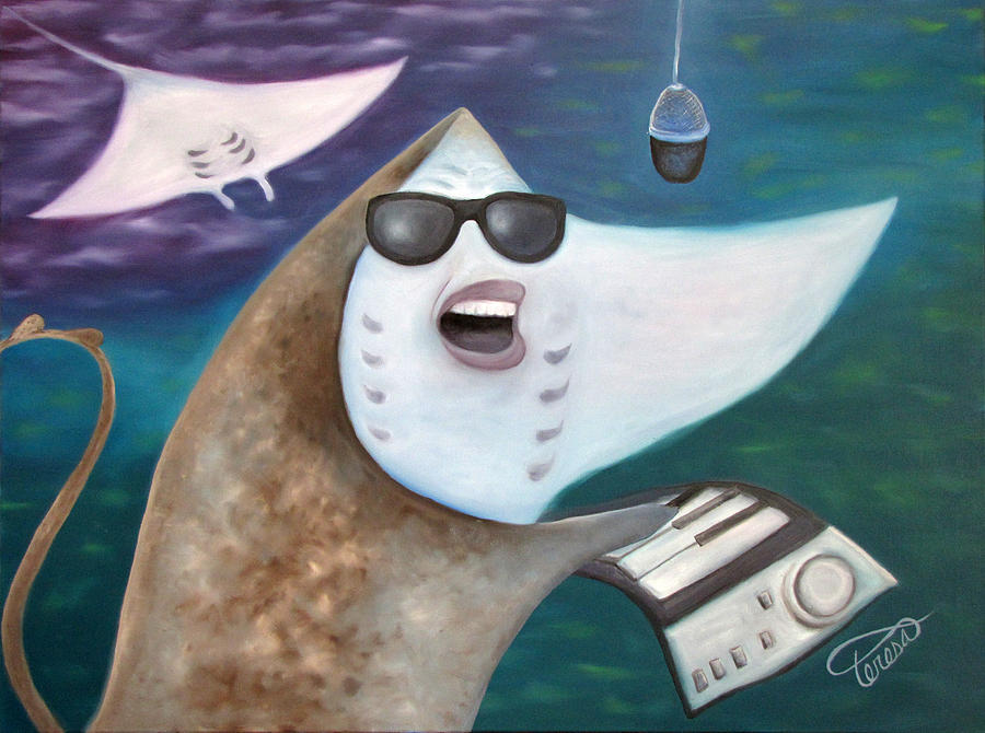 900x670 Stingray Charles Painting By Teresa Knight - Stingray Painting