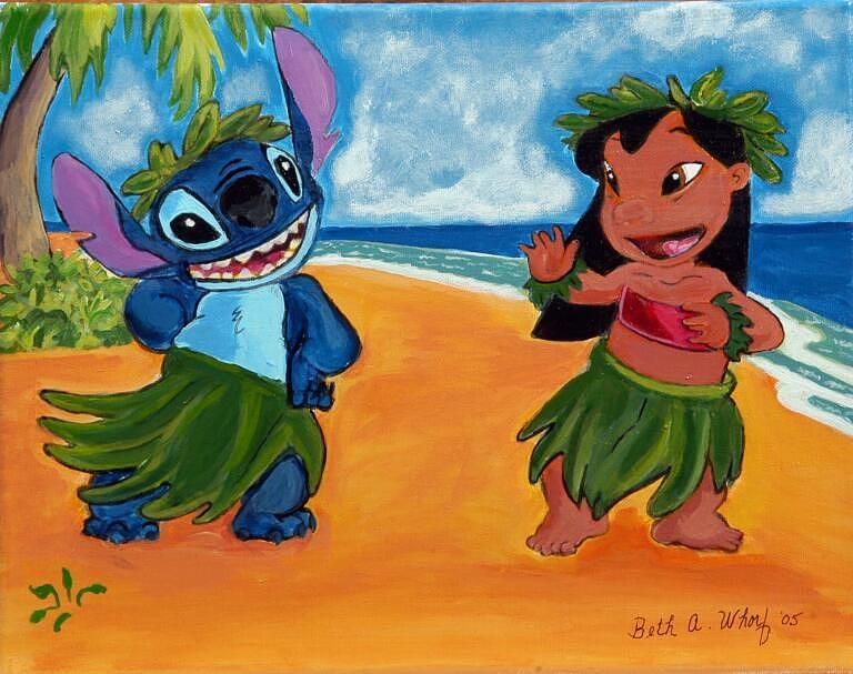 768x607 Lilo And Stitch Painting By Beth Whorf - Stitch Painting