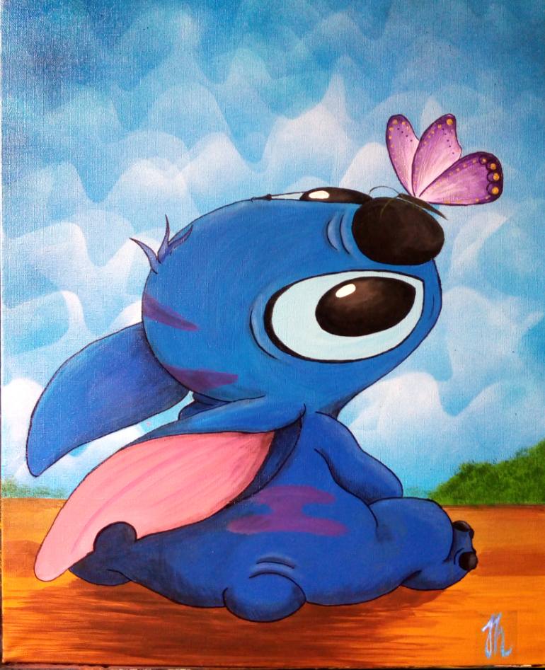 770x947 Saatchi Art Stitch Butterfly Disney Painting By Cloud Lee - Stitch Painting