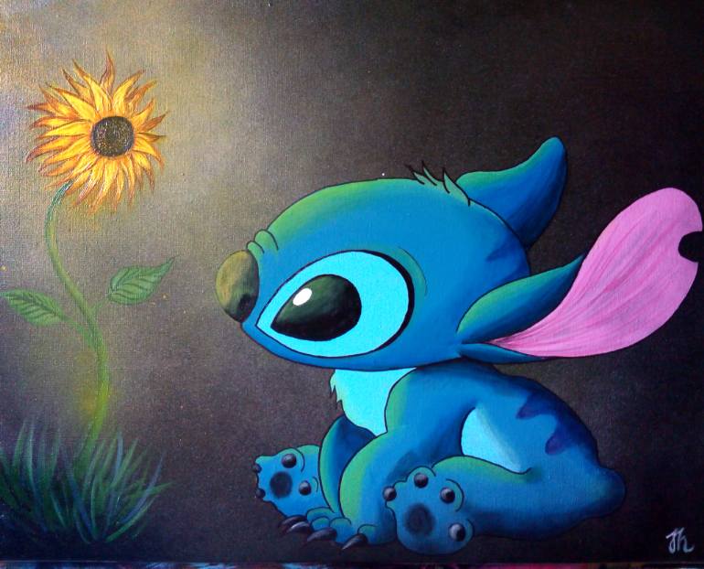 770x622 Saatchi Art Stitch Sunflower Disney Painting By Cloud Lee - Stitch Painting