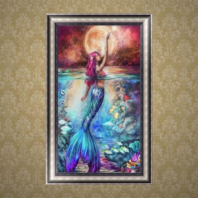 640x640 5d Diamond Embroidery Mermaid Painting Cross Stitch Diy Craft Home - Stitch Painting