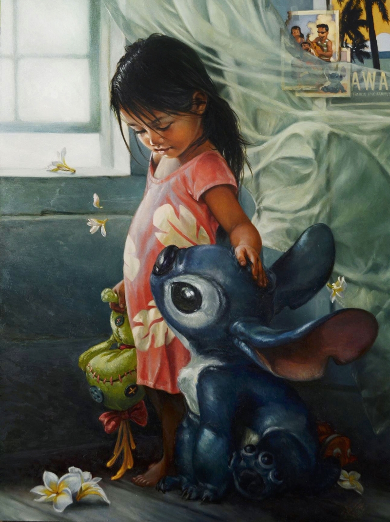 800x1071 Heather Theurer Lilo And Stitch Painting With Hidden Nemo - Stitch Painting Disney