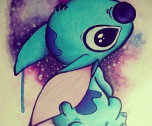 300x250 My Cute Painting Of Stitch With Watercolors! On We Heart It - Stitch Painting Disney