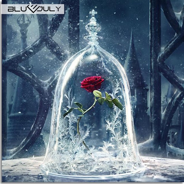 640x640 Diamond Embroidery Diy Diamond Painting Red Rose Flower Ice - Stitch Painting Disney