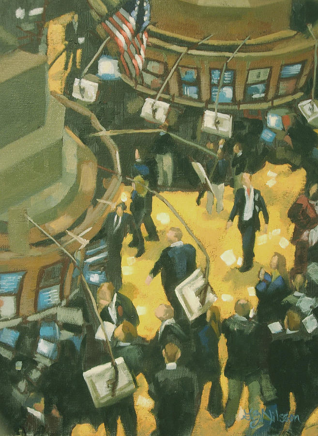 657x900 New York Stock Exchange Painting By Gloria Nilsson - Stock Market Painting
