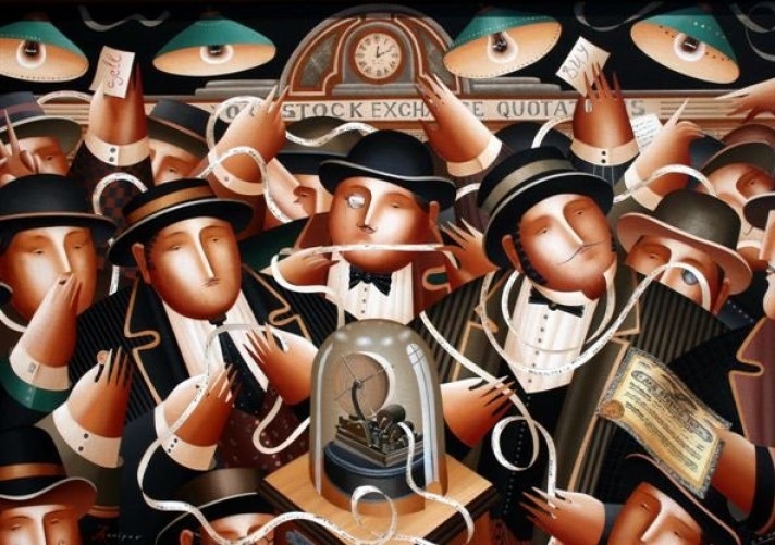 712x501 Anton Arkhipov Art For Sale - Stock Market Painting