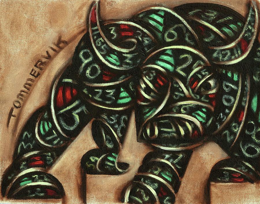 900x707 Tommervik Stock Ticker Bull Painting Tommervik Paintings Collection - Stock Market Painting