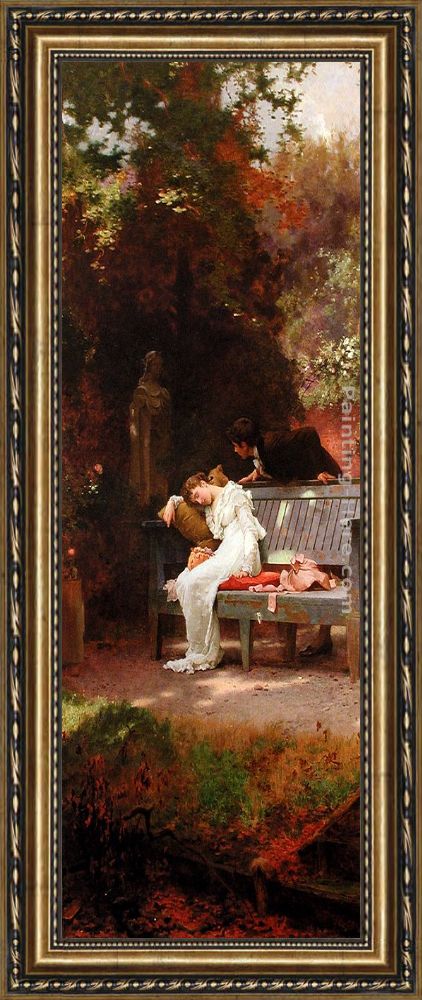 422x1000 Marcus Stone A Stolen Kiss Framed Painting For Sale - Stolen Kiss Painting