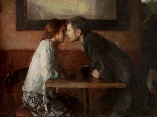 670x500 Ron Hicks - Stolen Kiss Painting