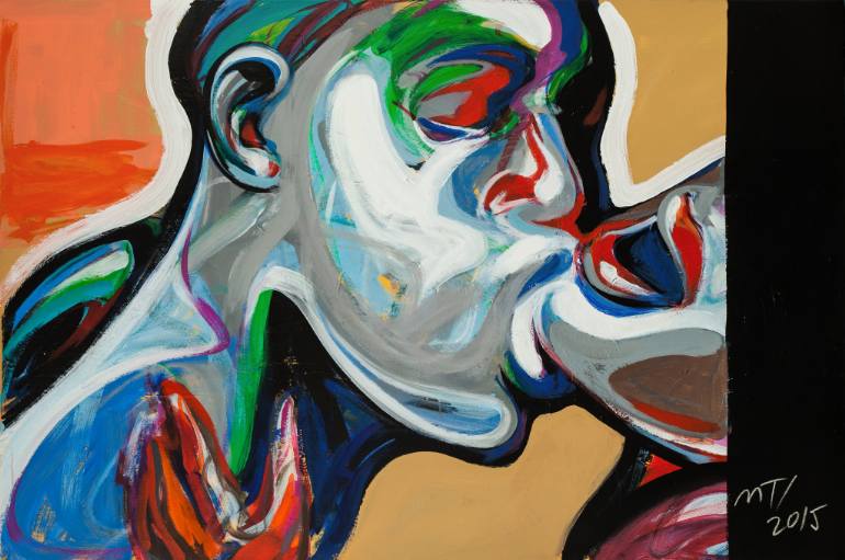 770x511 Saatchi Art Stolen Kiss Painting By Mihai Tenovici - Stolen Kiss Painting