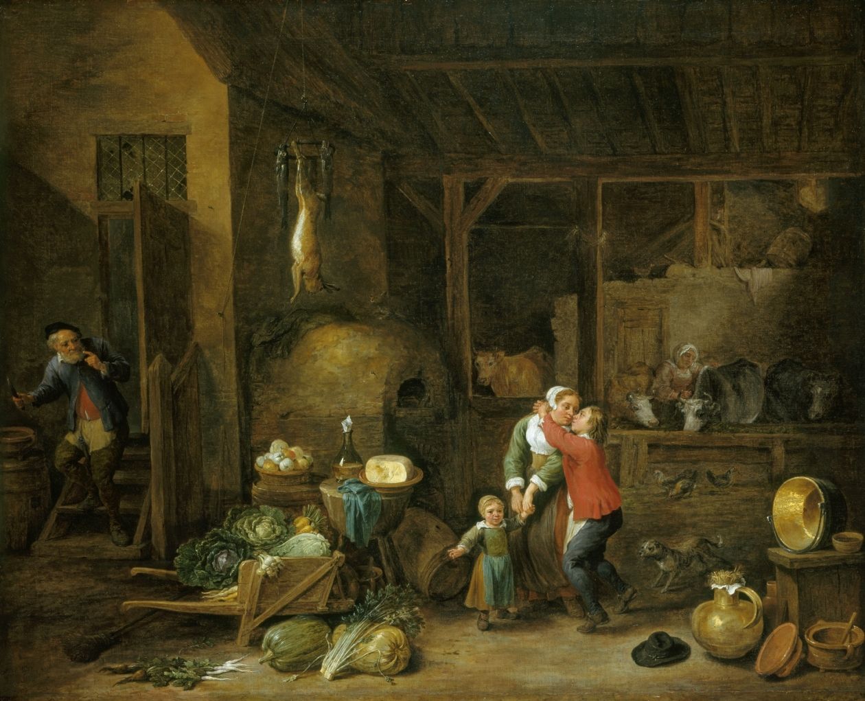1260x1021 Interior Of A Farmhouse (The Stolen Kiss) Painting David - Stolen Kiss Painting