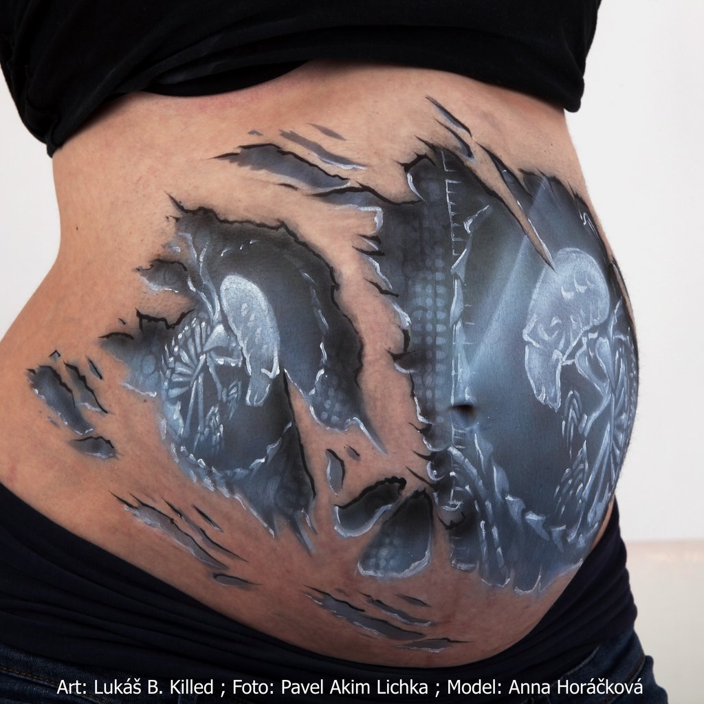 1024x1024 Baby Alien Belly Painting By Killedcz - Stomach Painting