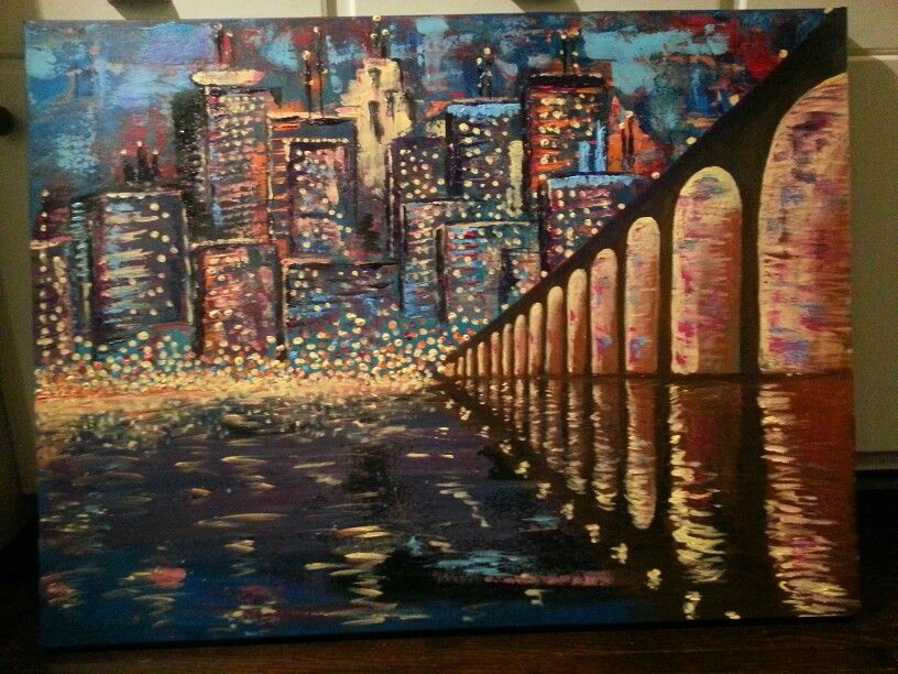 816x612 Minneapolis Abstract. Stone Arch Bridge Artist Deneena Hughes - Stone Arch Bridge Painting