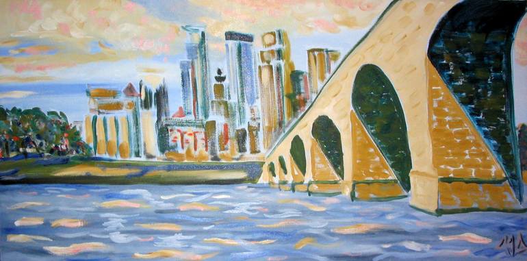 770x381 Saatchi Art Stone Arch Bridge Painting By Colin Silver - Stone Arch Bridge Painting