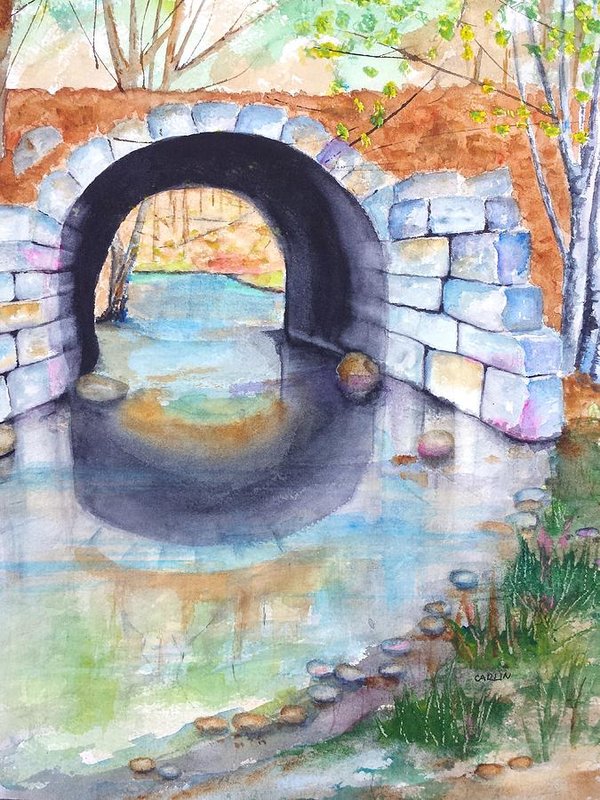 600x800 Stone Arch Bridge Dunstable Art Print By Carlin Blahnik - Stone Arch Bridge Painting