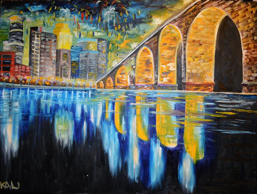 900x681 Stone Arch Bridge Painting By Kali Koltz - Stone Arch Bridge Painting