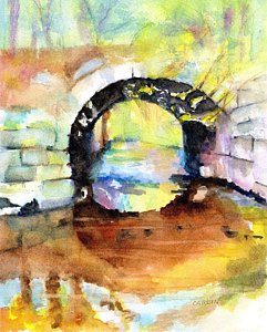 Stone Arch Bridge Painting at PaintingValley.com | Explore collection ...