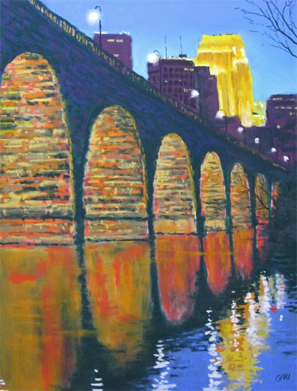 426x560 Bridge Painting Paint Nite - Stone Arch Bridge Painting