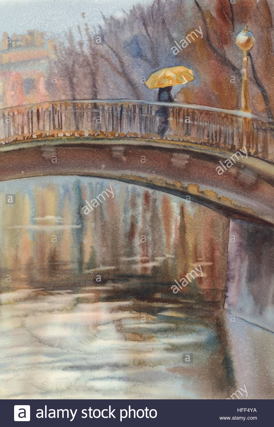 893x1390 Watercolor Old Stone Arch Bridge - Stone Arch Bridge Painting
