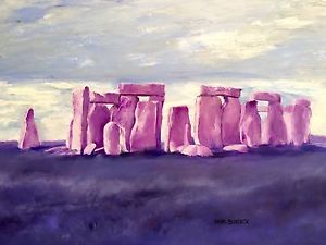 300x225 Original Oil Painting Stonehenge England Nina Schenck Texas Art - Stonehenge Painting